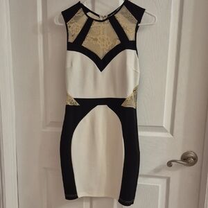 Elegant Black and Cream Lace Dress